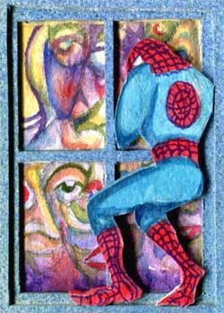 1st Place - "Spiderman II" by Robert A. Mortensen, Milton WI - Watercolor Pencil Collage - SOLD
